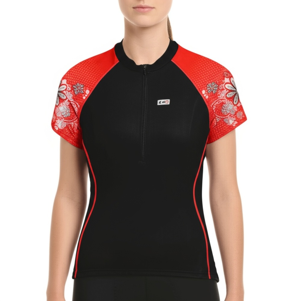 Louis Garneau Cycling Jersey Women’s XXL Black Red Short Sleeve